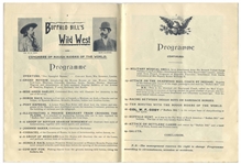 1895 Program for ''Buffalo Bill's Wild West'' Show -- Featuring Buffalo Bill Cody ''sharpshooting at full speed'', Annie Oakley & Cody Rescuing Settlers From Attack
